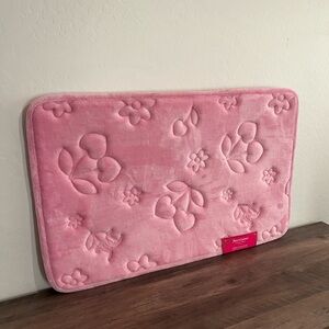 Juicy Couture Cherry Hearts Pink Floral Print Embossed Memory Foam Bath Mat